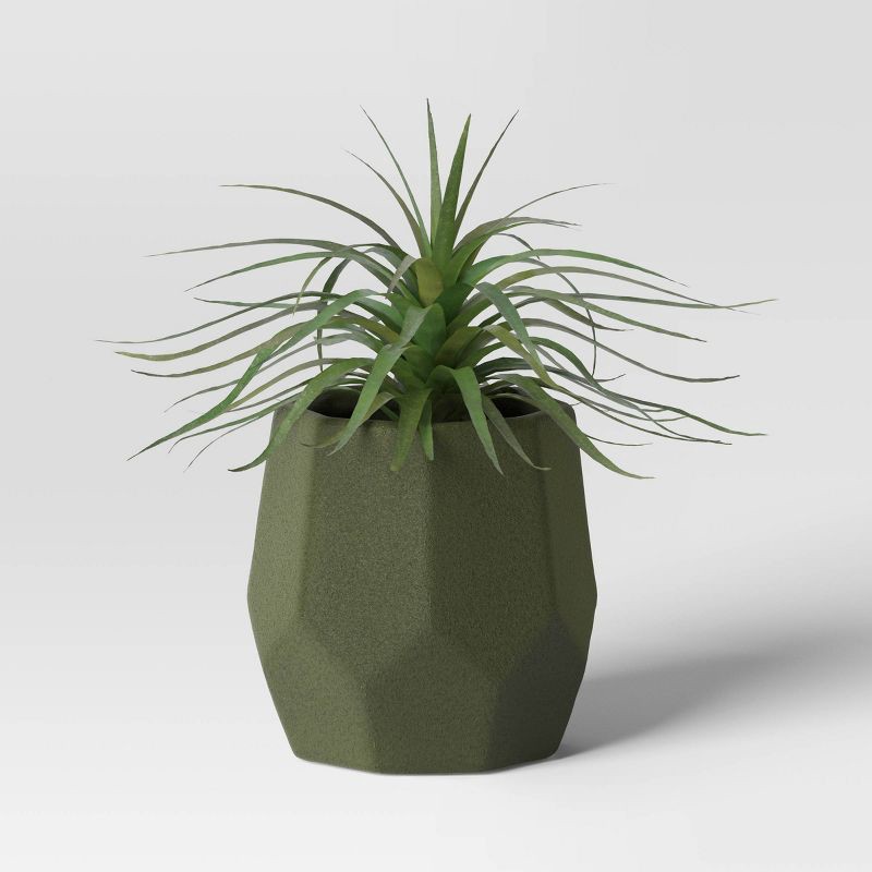 slide 3 of 4, Geared Geometric Ceramic Indoor Outdoor Planter Pot Green 5.94"x5.94" - Threshold™, 1 ct