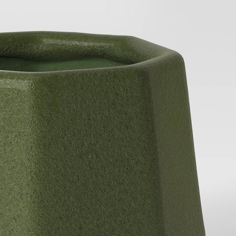 slide 4 of 4, Geared Geometric Ceramic Indoor Outdoor Planter Pot Green 5.94"x5.94" - Threshold™, 1 ct