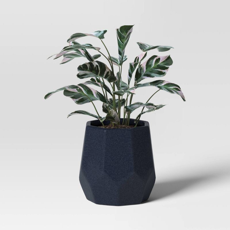 slide 3 of 4, Geared Geometric Ceramic Indoor Outdoor Planter Pot Blue 7.87"x7.87" - Threshold™, 1 ct