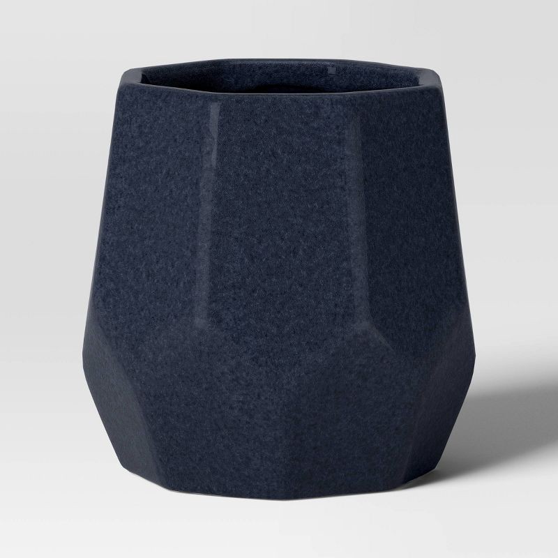 slide 1 of 4, Geared Geometric Ceramic Indoor Outdoor Planter Pot Blue 7.87"x7.87" - Threshold™, 1 ct