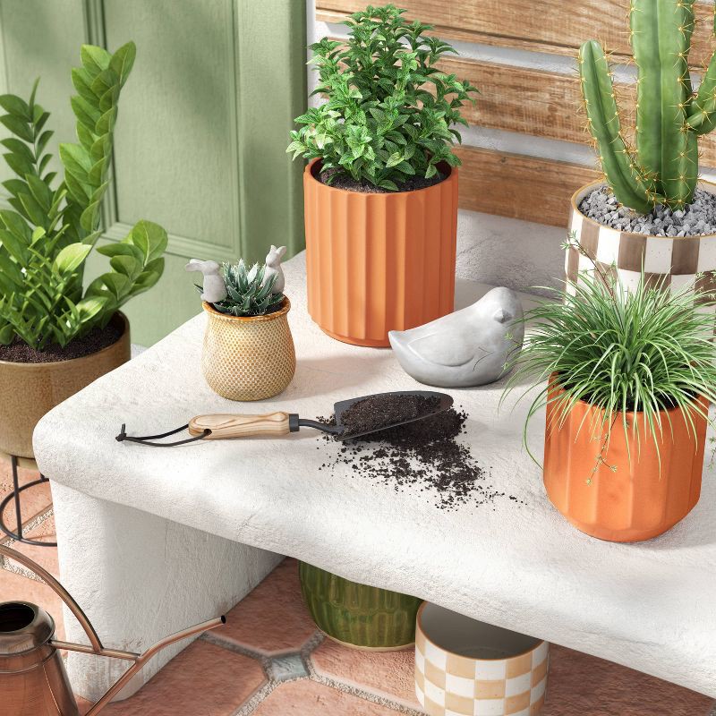 slide 2 of 4, Geared Terracotta Indoor Outdoor Planter Pot Orange 5.88"x5.88" - Threshold™, 1 ct