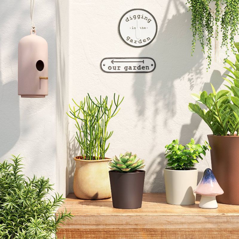 slide 2 of 4, Aesthetic Plastic Indoor Outdoor Planter Pot Sour Cream 6.4"x6.4" - Threshold™, 1 ct