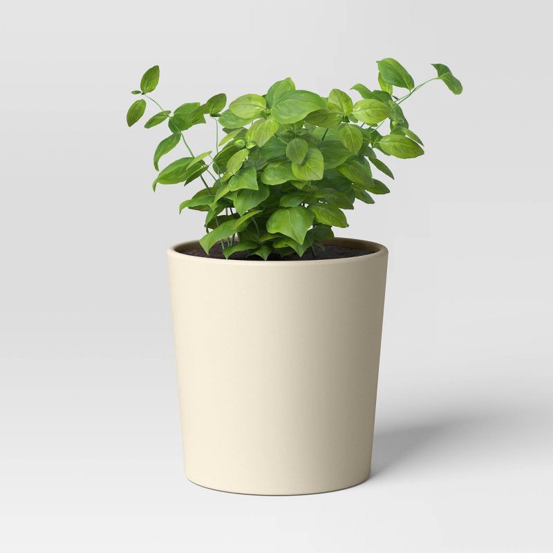 slide 3 of 4, Aesthetic Plastic Indoor Outdoor Planter Pot Sour Cream 6.4"x6.4" - Threshold™, 1 ct