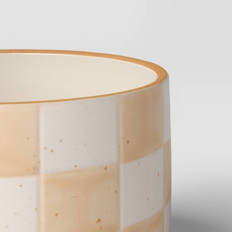 slide 4 of 4, Checker Stoneware Indoor Outdoor Planter Pot Ivory 5.88"x5.88" - Threshold™, 1 ct
