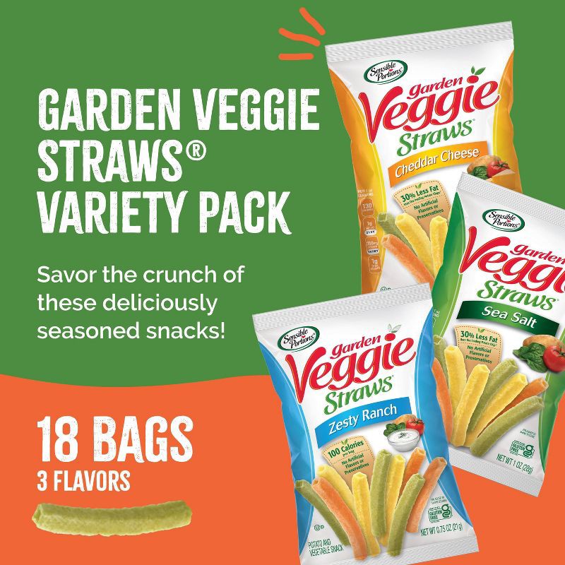 slide 2 of 7, Sensible Portions Veggie Straws Variety Pack - 18ct/13.5oz, 18 ct; 13.5 oz