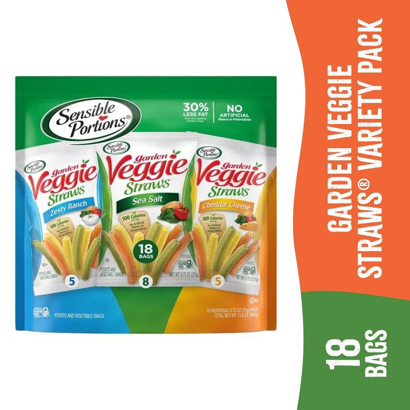 slide 7 of 7, Sensible Portions Veggie Straws Variety Pack - 18ct/13.5oz, 18 ct; 13.5 oz