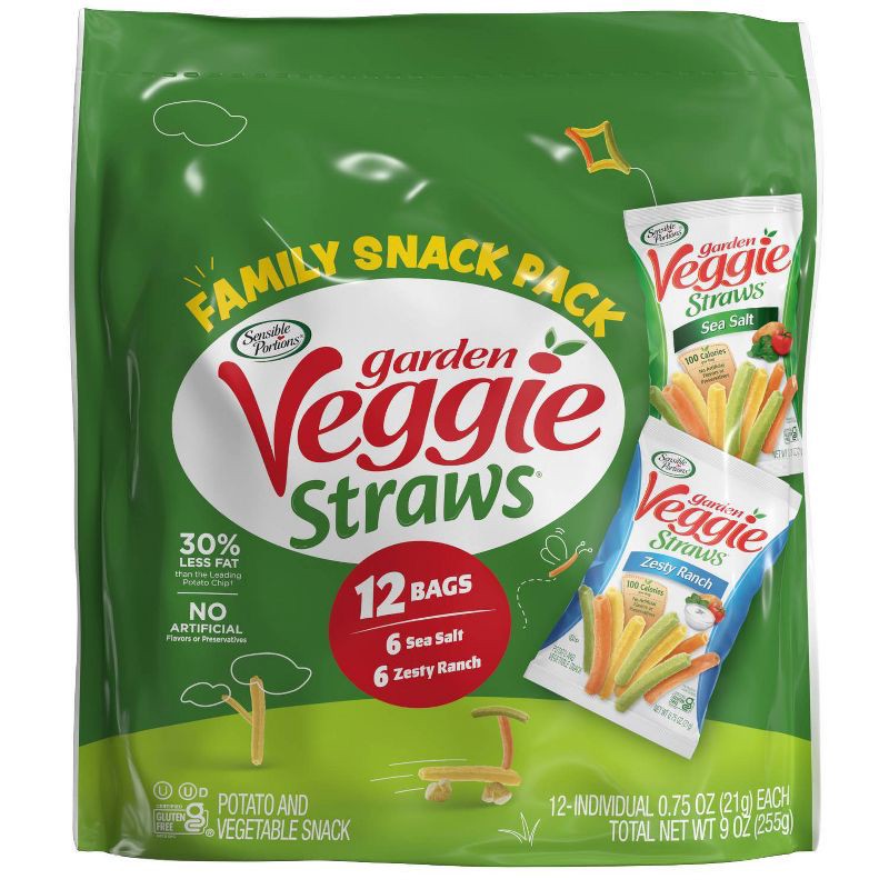 slide 1 of 8, Sensible Portions Veggie Straws Variety Pack - 12ct, 12 ct