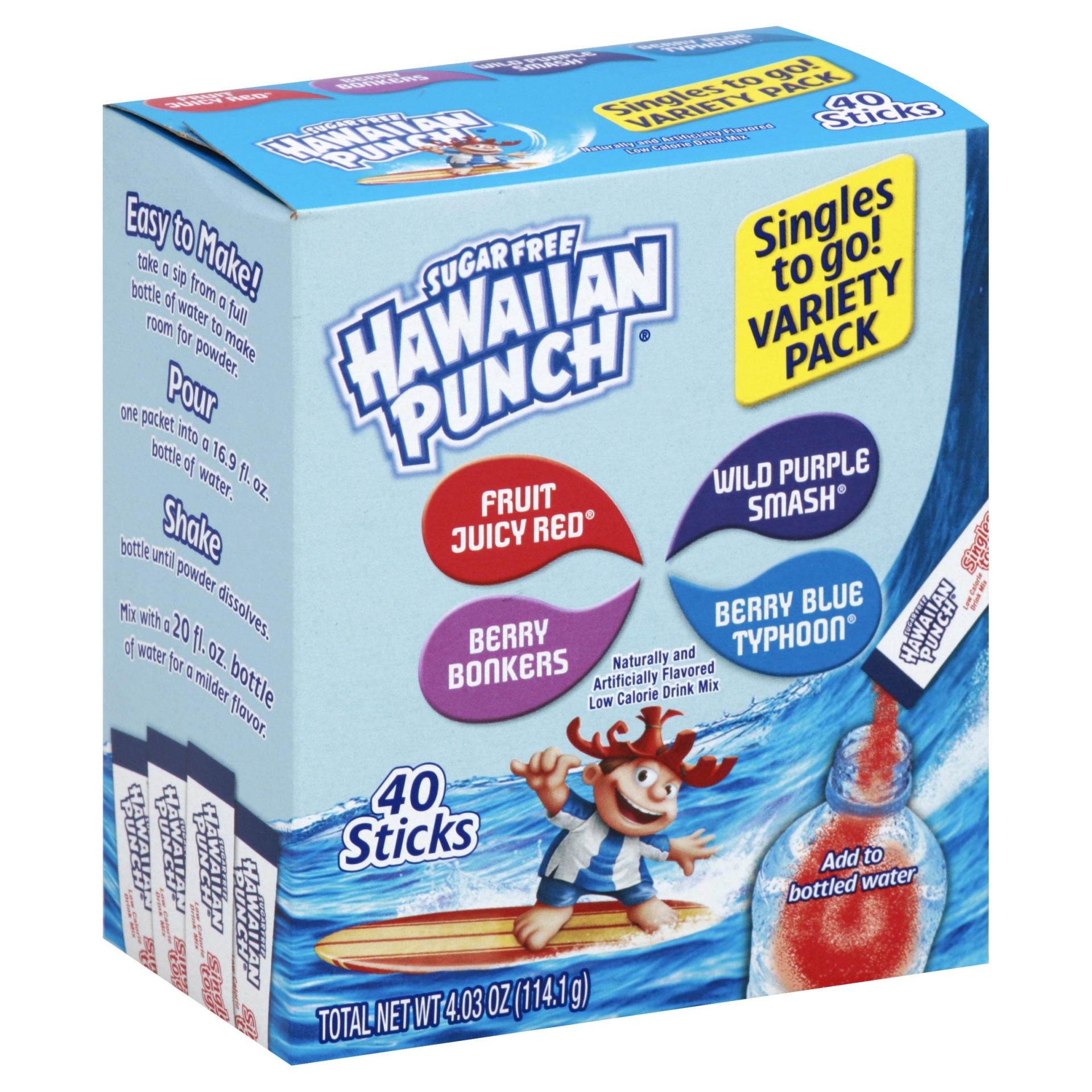 slide 1 of 1, Hawaiian Punch Singles To Go! Sugar Free Variety Pack, 40 ct