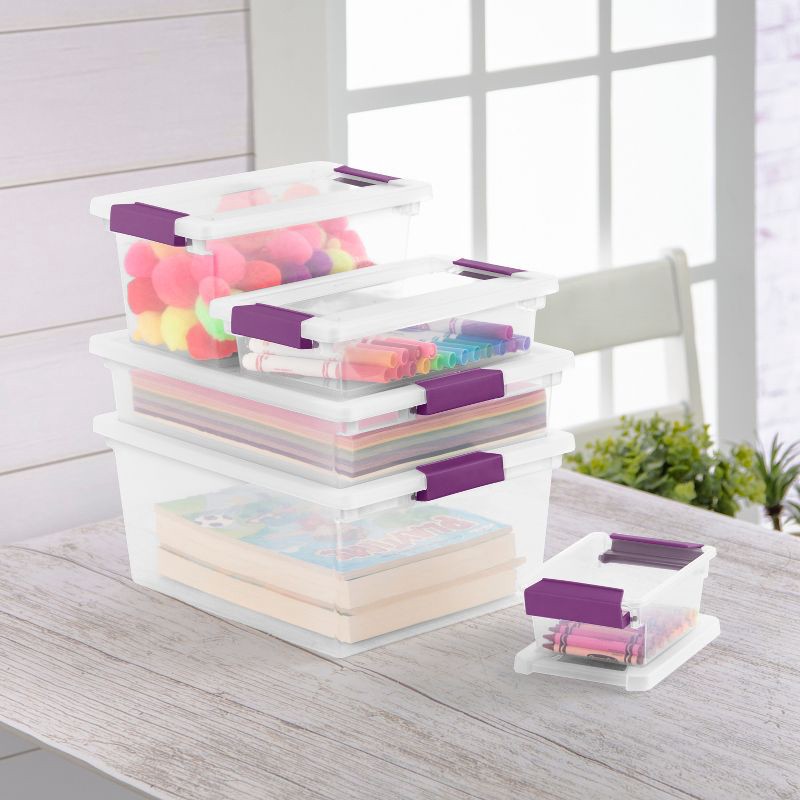 slide 5 of 10, Sterilite 1.9qt Purple Latch Box Clear: Plastic Storage Bin with Lid, Portable, Stackable, Built-In Handles, Universal Use, 1.9 qt