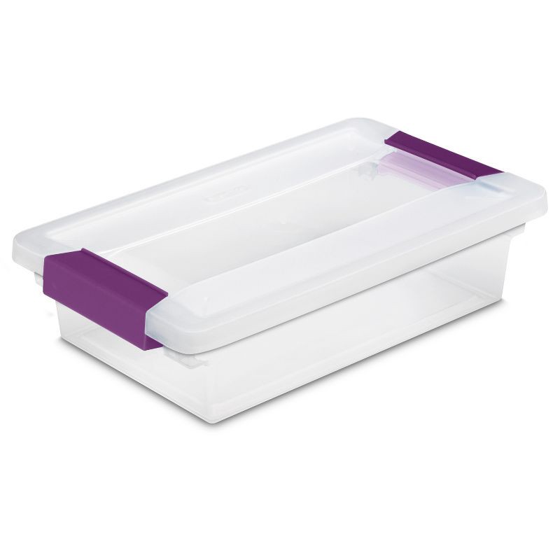 slide 1 of 9, Sterilite 1.9qt Purple Latch Box Clear, 1.9 qt