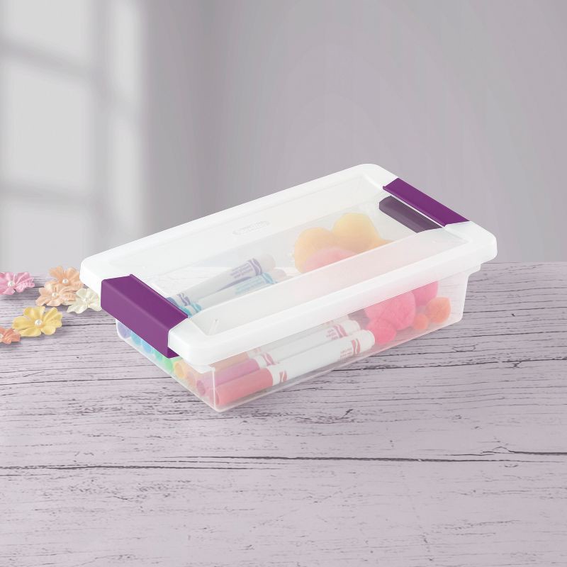 slide 8 of 10, Sterilite 1.9qt Purple Latch Box Clear: Plastic Storage Bin with Lid, Portable, Stackable, Built-In Handles, Universal Use, 1.9 qt