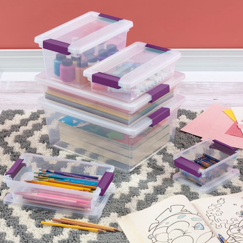 slide 9 of 10, Sterilite 1.9qt Purple Latch Box Clear: Plastic Storage Bin with Lid, Portable, Stackable, Built-In Handles, Universal Use, 1.9 qt