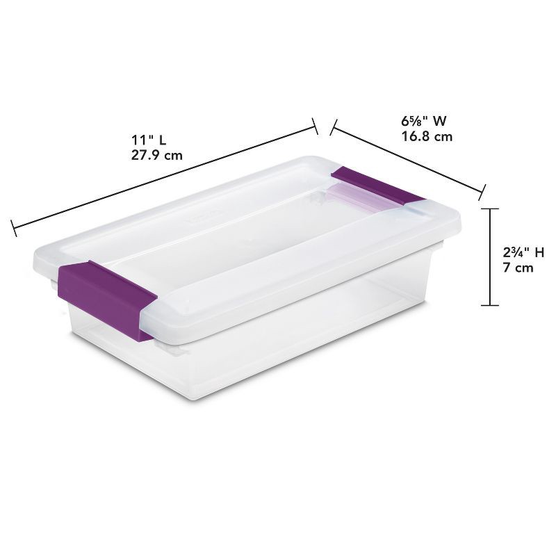 slide 10 of 10, Sterilite 1.9qt Purple Latch Box Clear: Plastic Storage Bin with Lid, Portable, Stackable, Built-In Handles, Universal Use, 1.9 qt