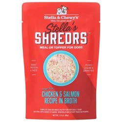 Stella & Chewy's Shredrs Cage Free Chicken & Salmon Recipe in Broth Wet Dog Food, 2.8 oz.