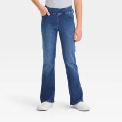 Girls' Mid-Rise Pull-On Flare Jeans - Cat & Jack™ Medium Wash 4: Lightweight Denim, Elastic Waistband