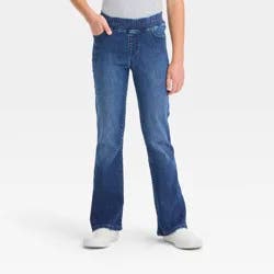 Girls' Mid-Rise Pull-On Flare Jeans - Cat & Jack™ Medium Wash 14: Lightweight Denim, Elastic Waistband