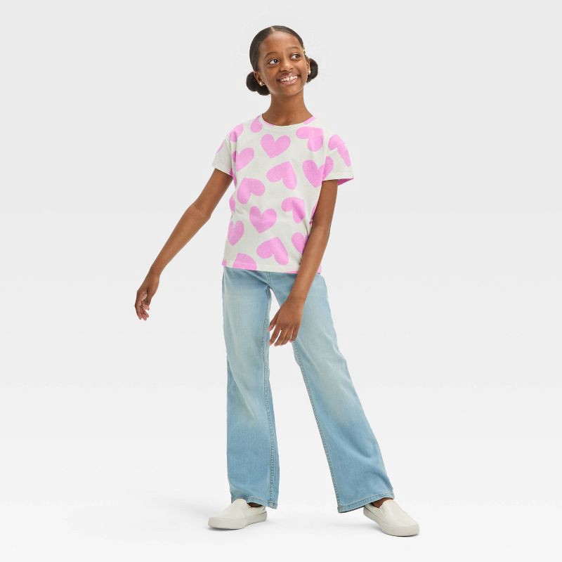 slide 7 of 7, Girls' Mid-Rise Bootcut Jeans - Cat & Jack™ Light Wash 6: Adjustable Waist, Denim Stretch, Full Length, 1 ct
