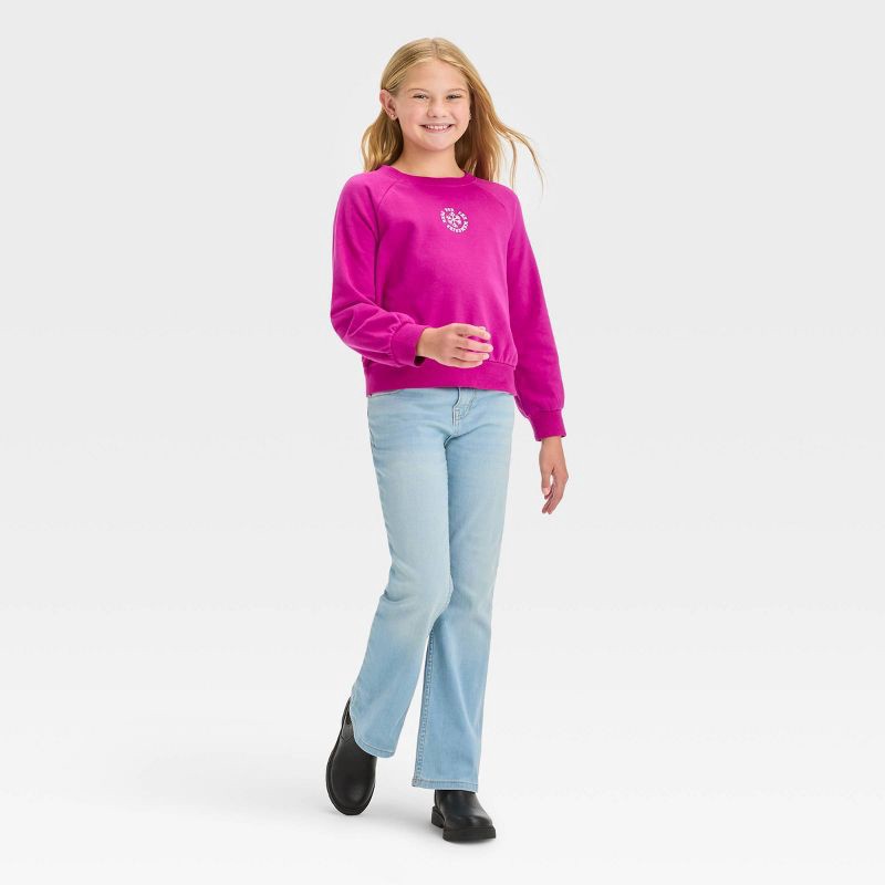 slide 6 of 7, Girls' Mid-Rise Bootcut Jeans - Cat & Jack™ Light Wash 14: Cotton Blend, Adjustable Waistband, Denim Stretch, Full Length, 1 ct