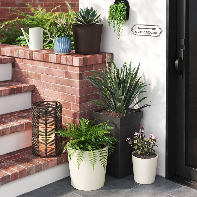 slide 2 of 4, Aesthetic Plastic Indoor Outdoor Planter Pot Foraging Brown 10.6"x10.6" - Threshold™, 1 ct