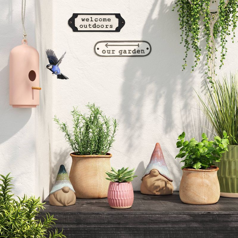 slide 2 of 4, Antique Finish Ceramic Indoor Outdoor Novelty Planter 1 Planter Pot Cream 8"x8" - Threshold™, 1 ct