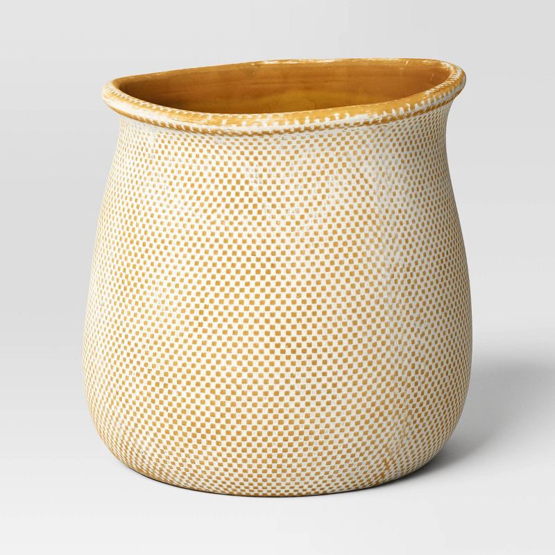 slide 1 of 4, Antique Finish Ceramic Indoor Outdoor Novelty Planter 1 Planter Pot Cream 8"x8" - Threshold™, 1 ct