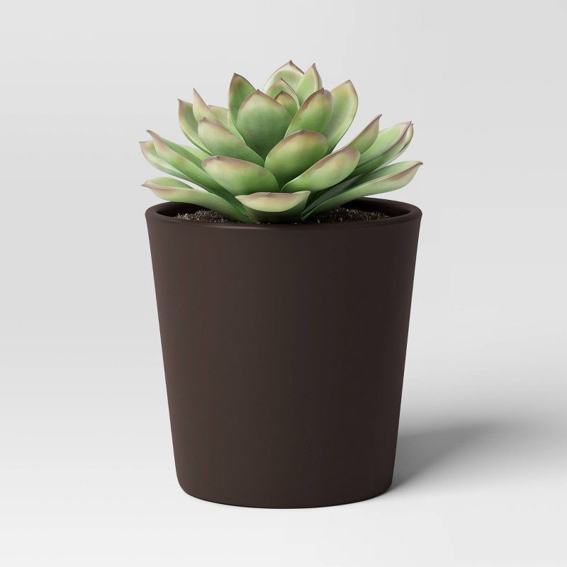 slide 3 of 4, Aesthetic Plastic Indoor Outdoor Planter Pot Foraging Brown 6.4"x6.4" - Threshold™, 1 ct