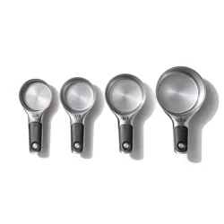 OXO 4pc Stainless Steel Magnetic Measuring Cups Set Black: Nesting Design, Dishwasher-Safe, Includes 1 Cup to 1/4 Cup