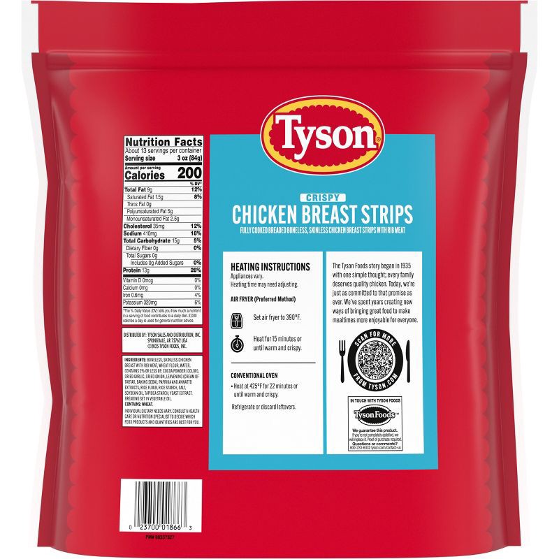 slide 9 of 9, Tyson Crispy Chicken Strips Family Pack Frozen - 40oz, 40 oz