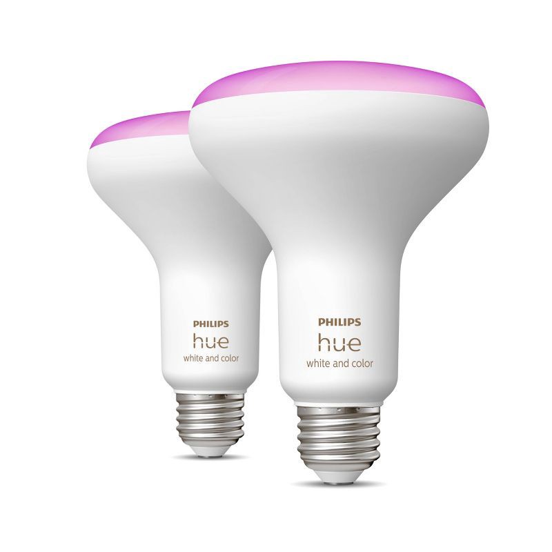 slide 2 of 6, Philips Hue 2pk BR30 Color LED Smart Bluetooth Lights and Bridge Compatible: Energy Star, Dimmable, 1200 Lumens, 22-Year Life, 2 ct