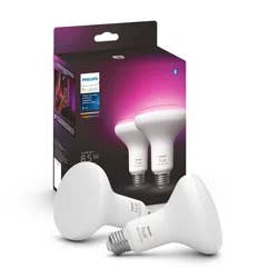 Philips Hue 2pk BR30 Color LED Smart Bluetooth Lights and Bridge Compatible: Energy Star, Dimmable, 1200 Lumens, 22-Year Life