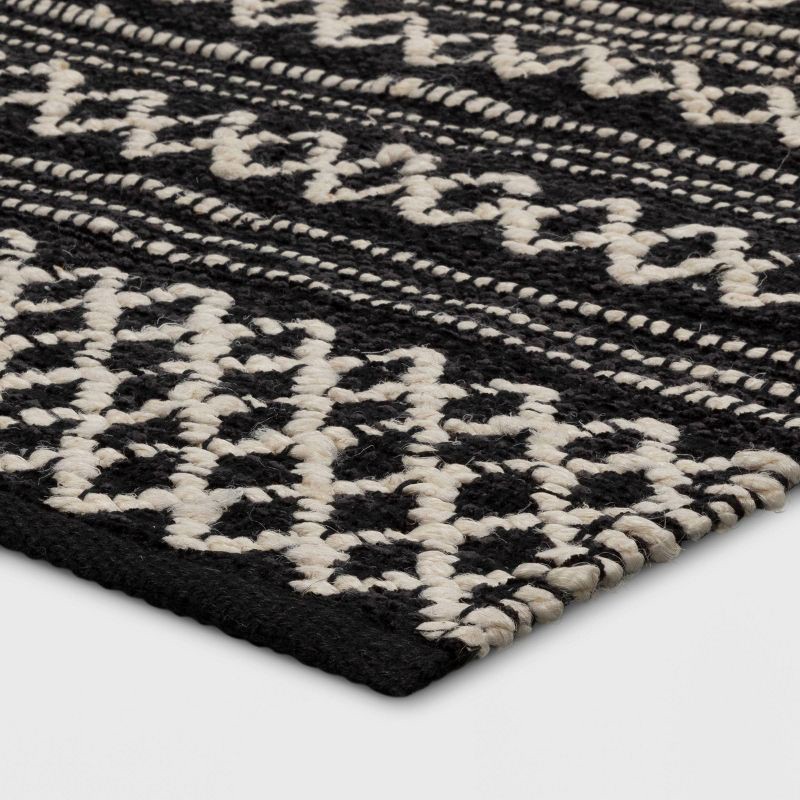 slide 3 of 4, 2'x3' Handloom Mixed Fibre Rug Black/White - Threshold™: Indoor Outdoor Diamond Pattern, Jute & Cotton, 1 ct