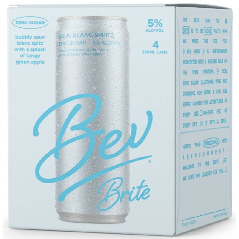 slide 1 of 1, Bev Brite Sauvignon Blanc Wine - 4pk/250ml Cans, 4 ct; 250 ml