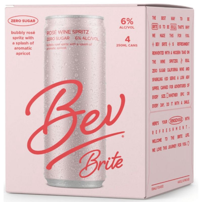 slide 1 of 5, Bev Brite Rosé Wine - 4pk/250ml Cans, 4 ct; 250 ml