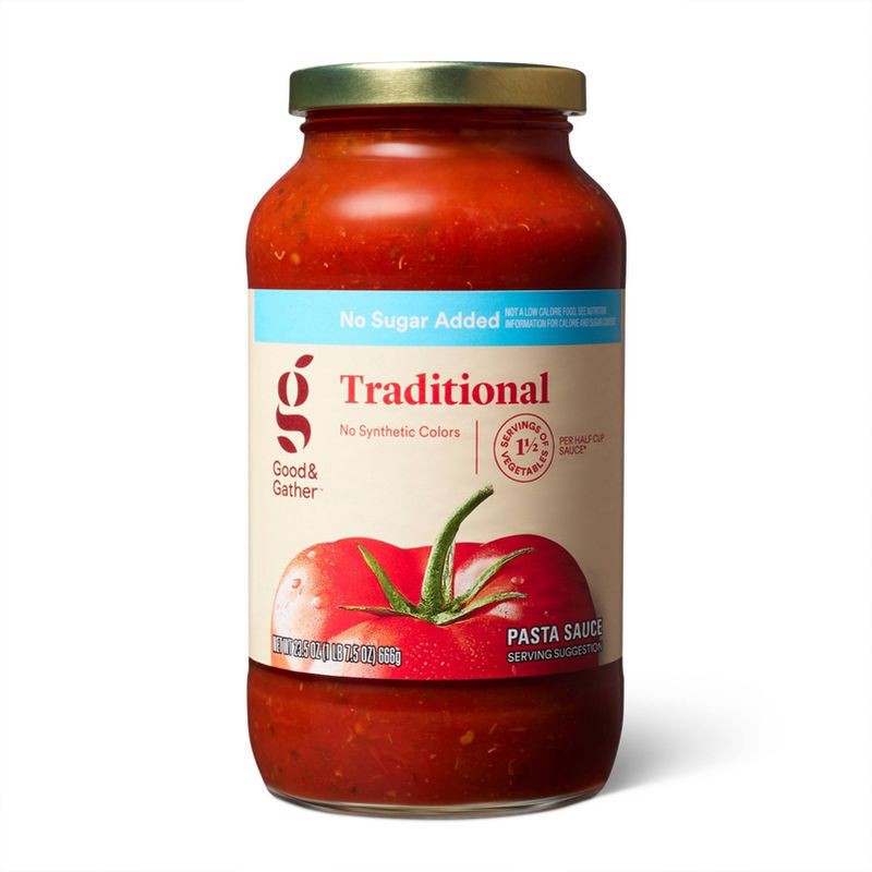 slide 1 of 5, Traditional Pasta Sauce No Sugar Added - 23.5oz - Good & Gather™, 23.5 oz
