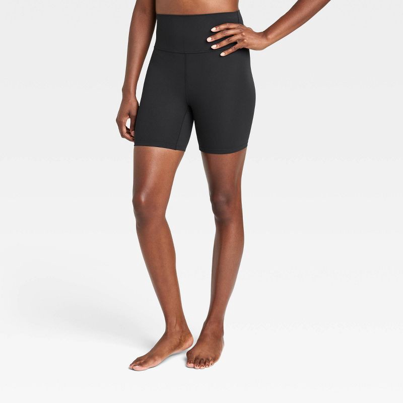 slide 1 of 7, Women's Everyday Soft Ultra High-Rise Bike Shorts 6" - All In Motion™ Black S: Moisture Wicking, Quick Drying, 1 ct