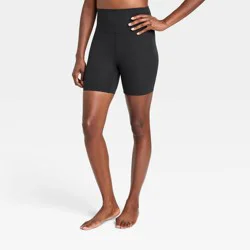 Women's Everyday Soft Ultra High-Rise Bike Shorts 6" - All In Motion™ Black M: Moisture Wicking, Quick Drying
