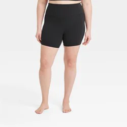 Women's Everyday Soft Ultra High-Rise Bike Shorts 6" - All In Motion™ Black XXL: Moisture Wicking, Quick Dry, UPF 50+