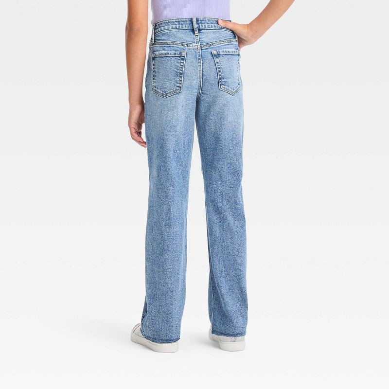 Girls' High-Rise Baggy Wide Leg Jeans - art class Medium Wash 8 1 ct