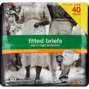 slide 1 of 1, CVS Health Fitted Briefs Maximum Absorbency, 40 Ct, 40 ct
