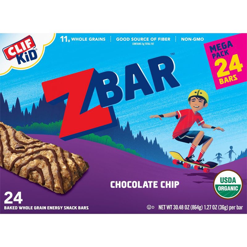 slide 5 of 6, Clif Kid Zbar Chocolate Chip Snack Bars - 24ct/30.48oz, 24 ct, 30.48 oz