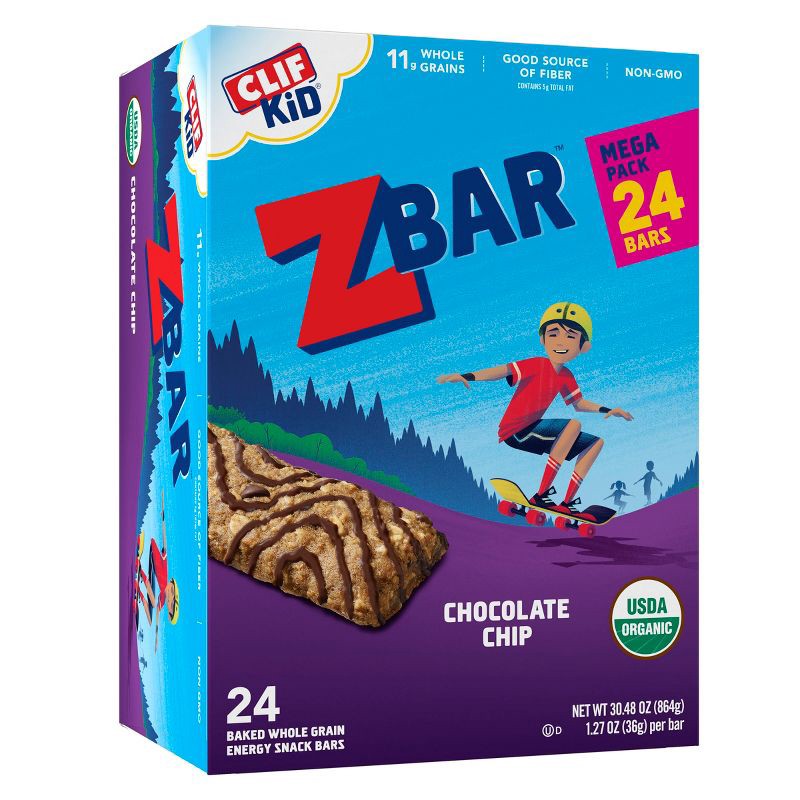 slide 1 of 6, Clif Kid Zbar Chocolate Chip Snack Bars - 24ct/30.48oz, 24 ct, 30.48 oz