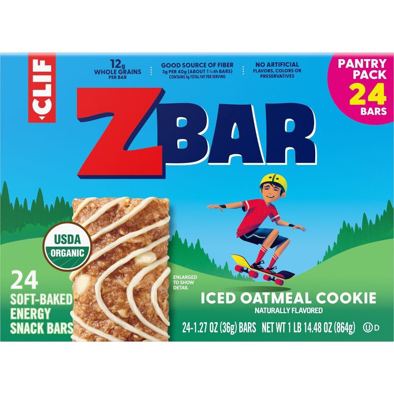 slide 2 of 13, CLIF KID ZBAR Organic Iced Oatmeal Cookie Granola Soy Protein Bar - 30.48oz/24pk, 30.48 oz, 24 ct