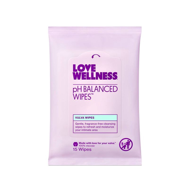 slide 1 of 9, Love Wellness pH Balanced Wipes for Sensitive Care Unscented - 15ct, 15 ct