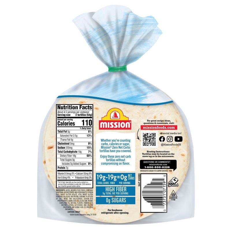 slide 2 of 8, Mission Street Taco Size Zero Net Carbs Original Flour Tortillas - 14ct/8.89oz, 14 ct, 8.89 oz