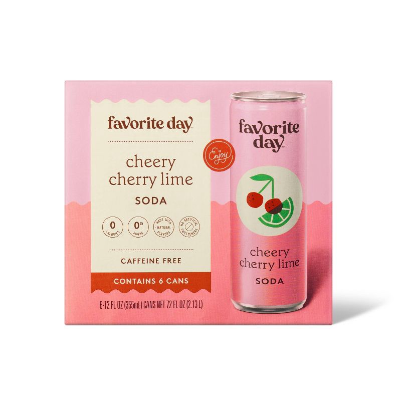slide 1 of 3, Cherry Limeade Soda - 6pk/12 fl oz Cans - Favorite Day™, 6 ct; 12 fl oz