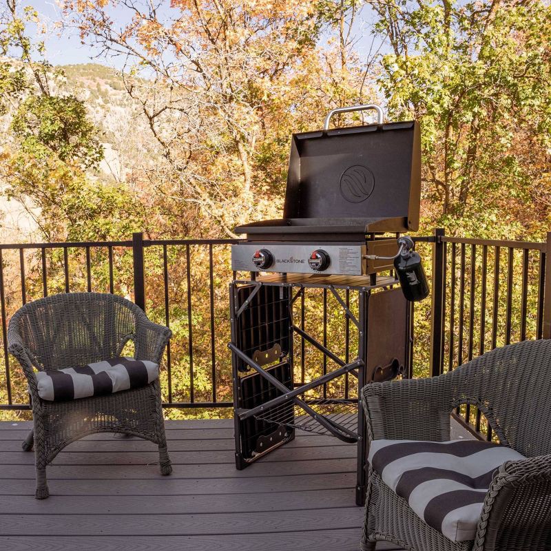 slide 5 of 6, Blackstone 2 Burner 22" Tabletop Griddle Front with Hood 24000 BTU Gas Grill 2144 - Black: Portable, Cast Iron Cooking Surface, 1 ct