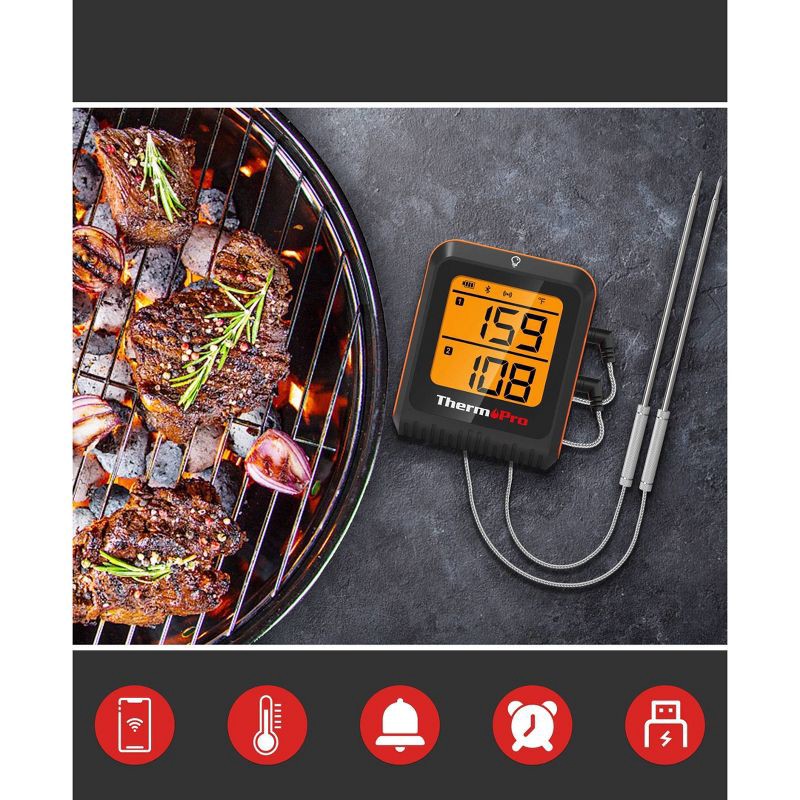 slide 2 of 6, ThermoPro Bluetooth Dual Probe Thermometer, 1 ct