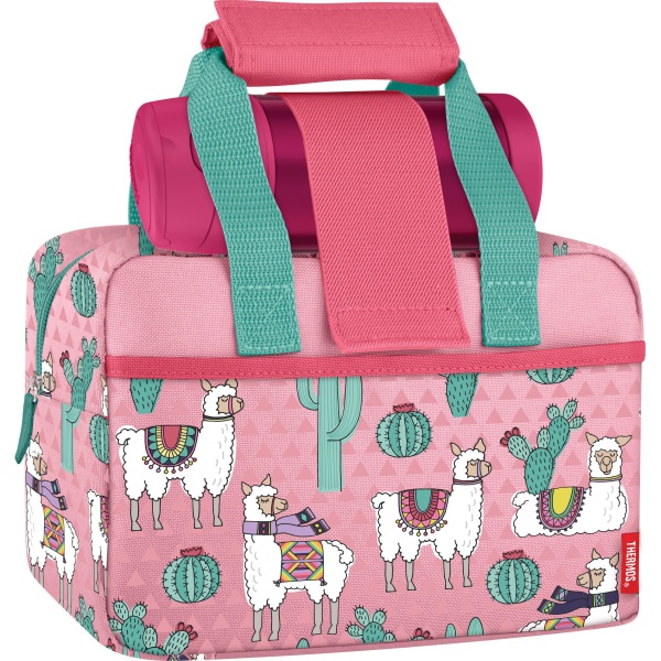 slide 1 of 1, Thermos Llamas Insulated Lunch Kit, 6-3/16''H X 9-1/4''W X 5''D, Pink/Seafoam, 1 ct