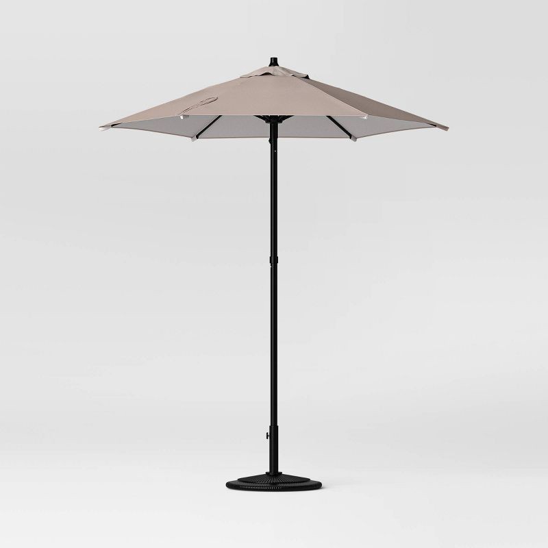 slide 3 of 6, 6' Round Outdoor Patio Market Umbrella Tan with Black Pole - Room Essentials™: Includes Carrying Bag, Steel Frame, 1 ct