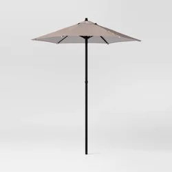6' Round Outdoor Patio Market Umbrella Tan with Black Pole - Room Essentials™: Includes Carrying Bag, Steel Frame